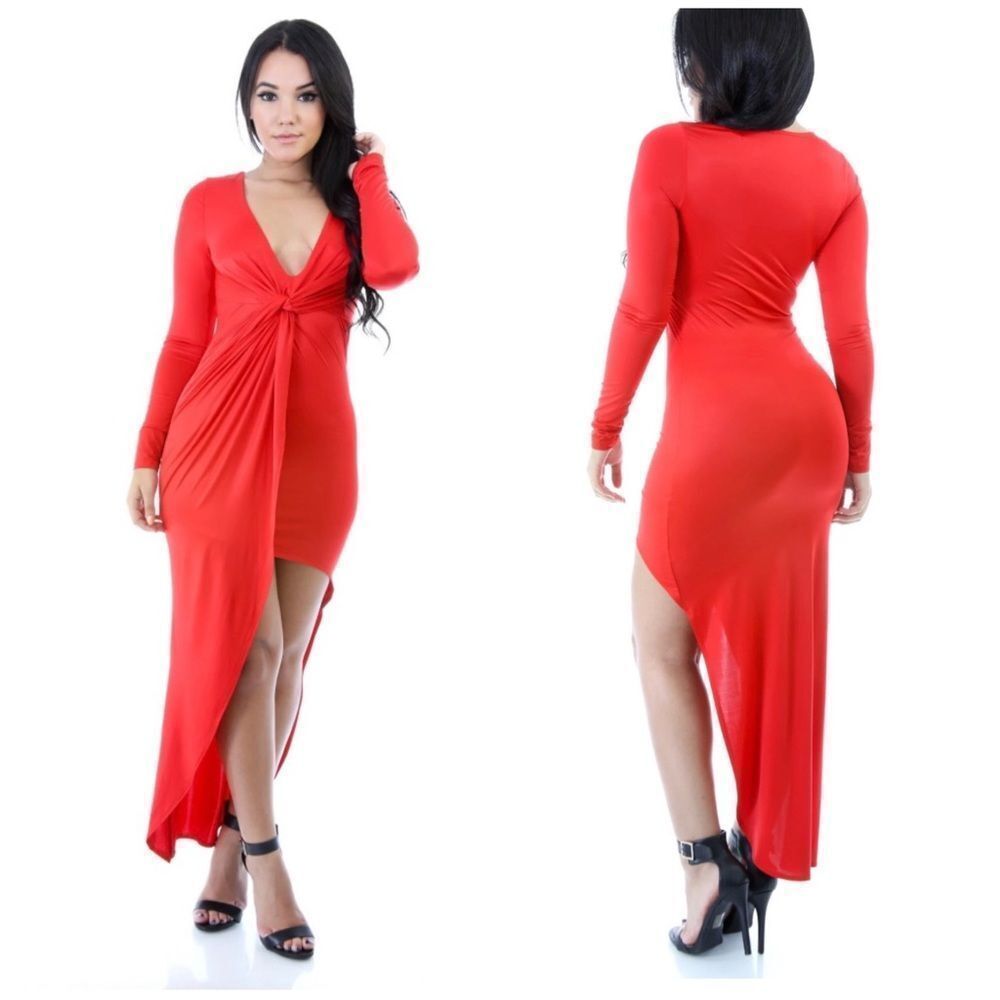 Red Skirt Overlay Knot Dress